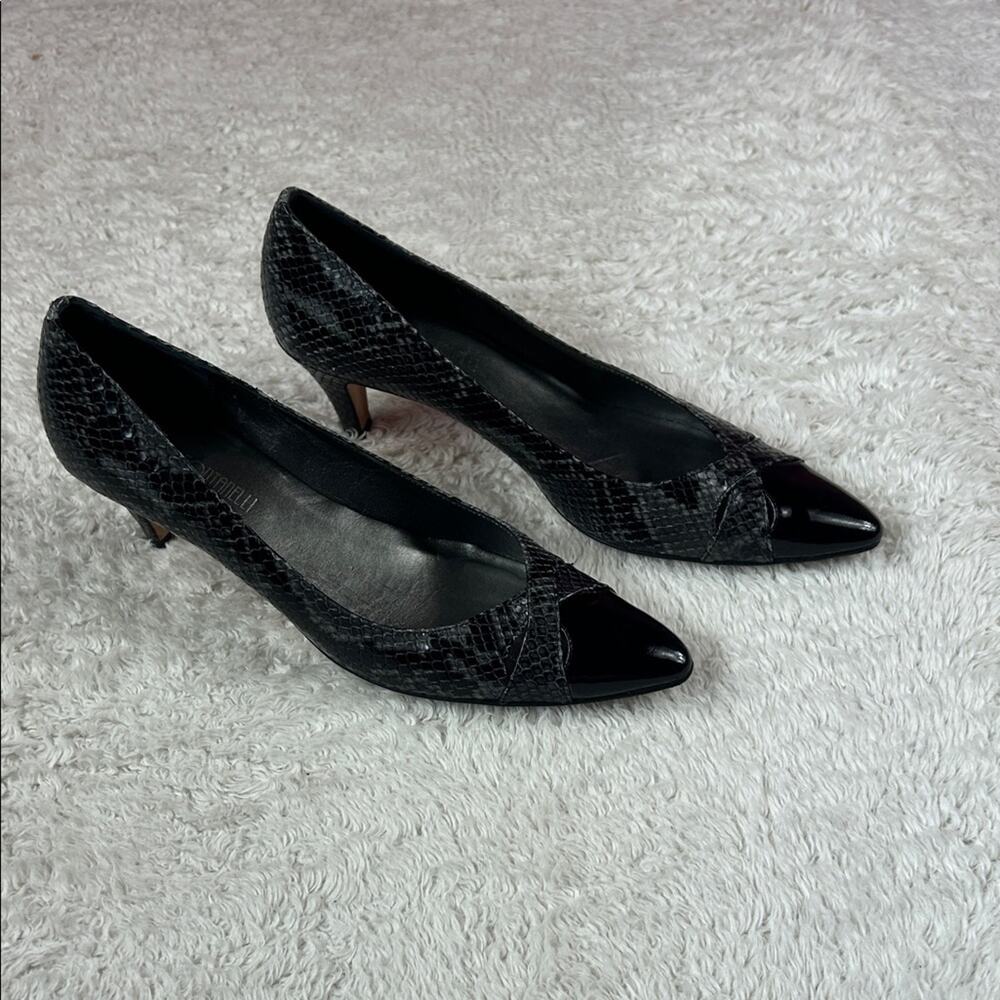 Renzo‎ Fontanelli genuine snakeskin leather pointed toe pumps, size 8 AAA narrow